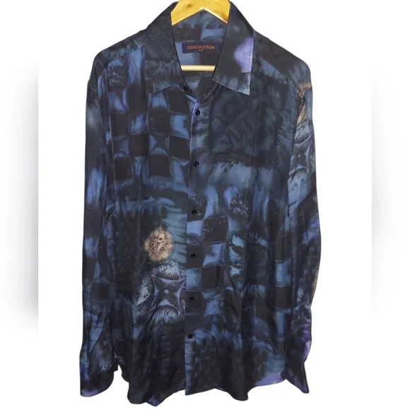 FW21 Louis Vuitton | SILK | Damier Salt | Acid / Bleach Wash | Button Up - Picture 2 of 16